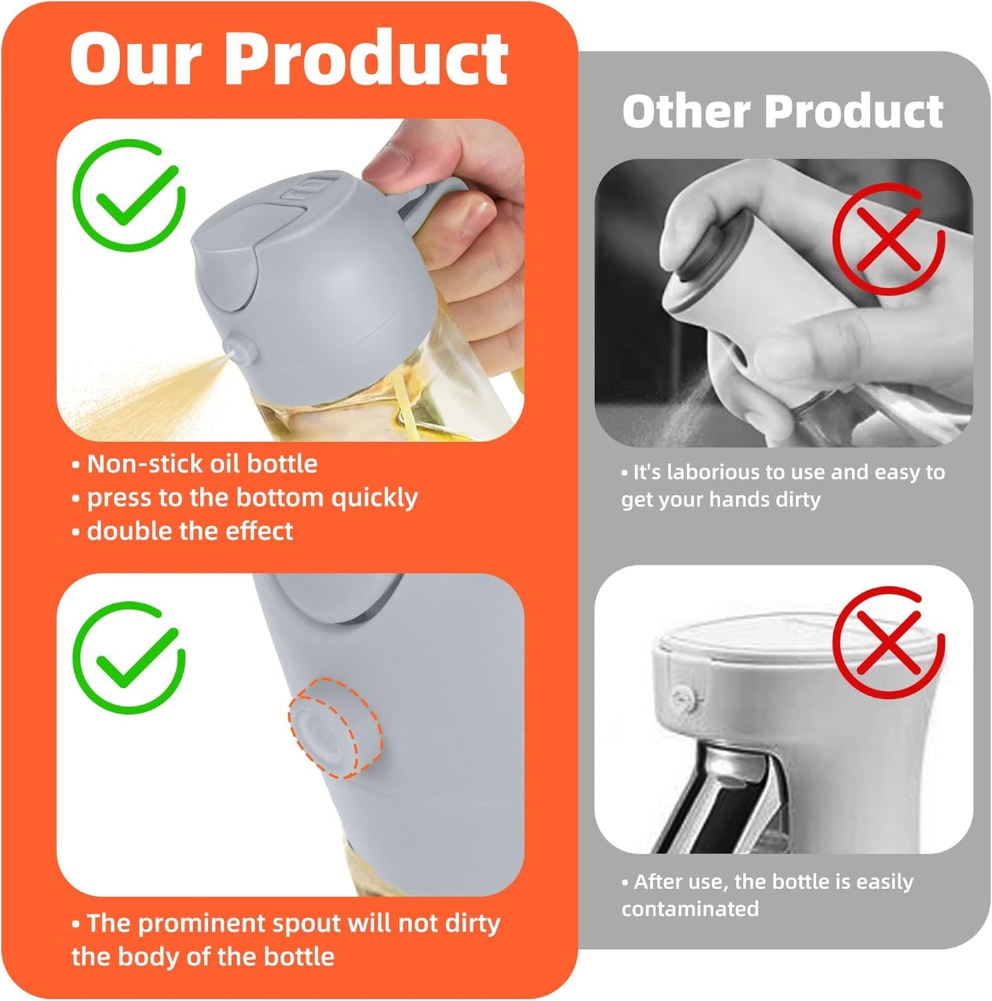 16 oz Glass Olive Oil Sprayer for Cooking & Air Fryer