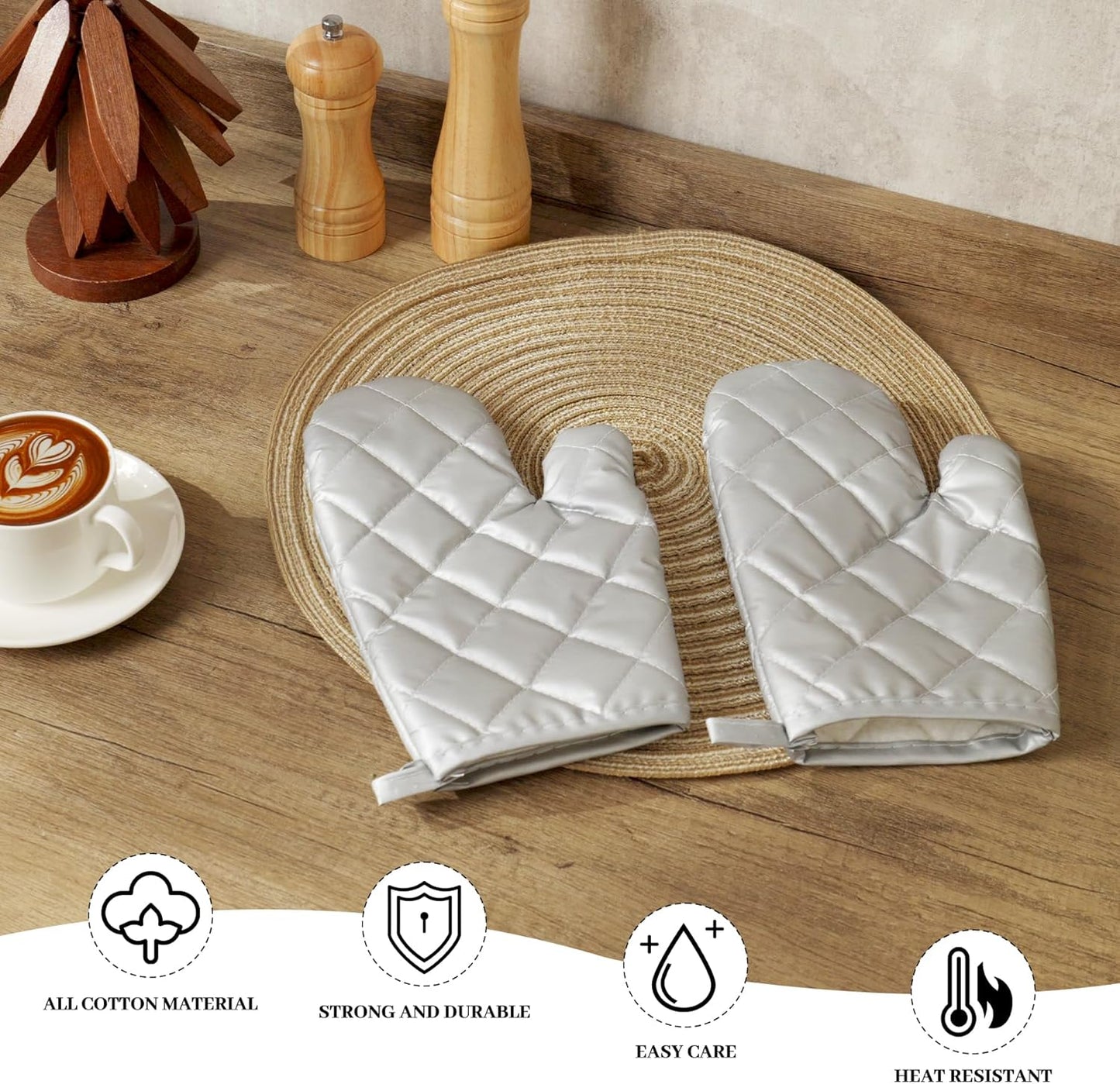 BBQ Oven Mitts with Non-Slip Silicone | Recycled Infill Cooking Gloves