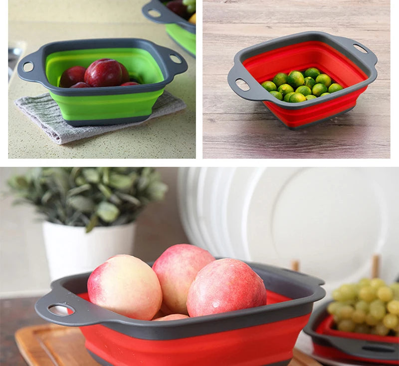 2022 Foldable Vegetable Washing Basket Vegetable Fruit Filter Portable Colander Collapsible Drainer Kitchen Accessories Gadgets