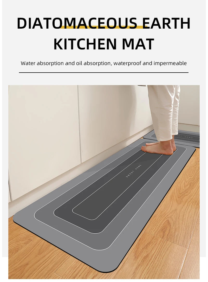 1PCS Kitchen Floor Mat Waterproof, Anti-skid, Anti-dirty Foot Mat Household Door Mat, Door Mat Carpet, Diatomite Door Mat
