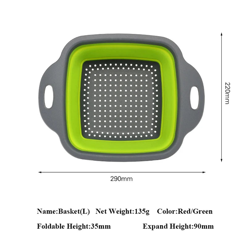 2022 Foldable Vegetable Washing Basket Vegetable Fruit Filter Portable Colander Collapsible Drainer Kitchen Accessories Gadgets