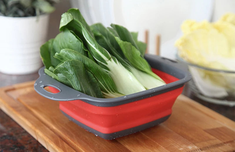 2022 Foldable Vegetable Washing Basket Vegetable Fruit Filter Portable Colander Collapsible Drainer Kitchen Accessories Gadgets