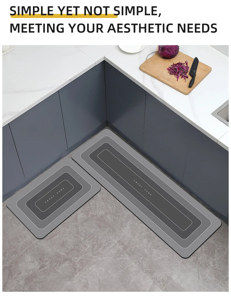1PCS Kitchen Floor Mat Waterproof, Anti-skid, Anti-dirty Foot Mat Household Door Mat, Door Mat Carpet, Diatomite Door Mat