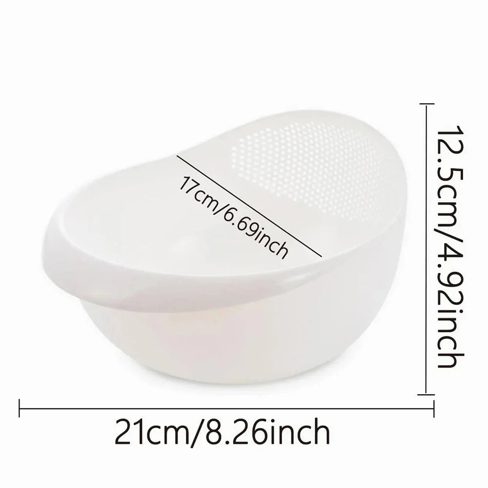 2-In-1 Rice Strainer, Beans Washer Strainers and Colanders - Washing Bowl for Vegetables and Fruits Kitchen Supplies