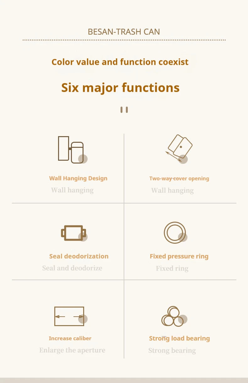 Kitchen Trash Can Wall Mounted Hanging Trash Bin With Lid Garbage Can for Cabinet Under Sink Waste Garbage Compost Bin 8.5/12L