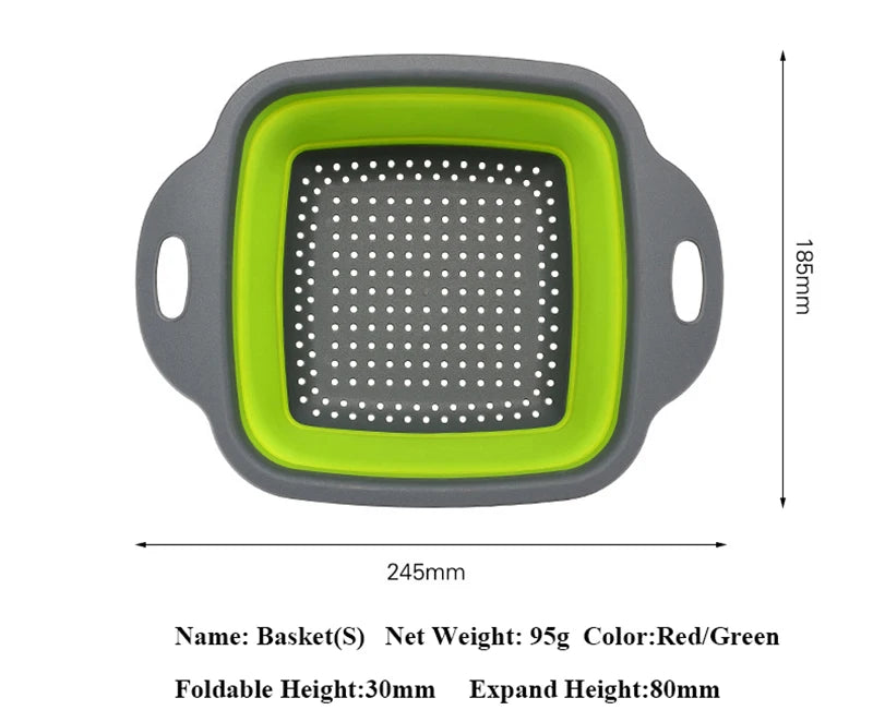 2022 Foldable Vegetable Washing Basket Vegetable Fruit Filter Portable Colander Collapsible Drainer Kitchen Accessories Gadgets