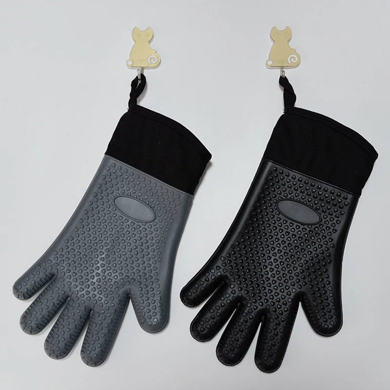 Silicone Oven Gloves Heat Resistant Long Silicone Oven Mitts Nonslip Oven Gloves BBQ Gloves Kitchen Baking Tool Baking Mitts