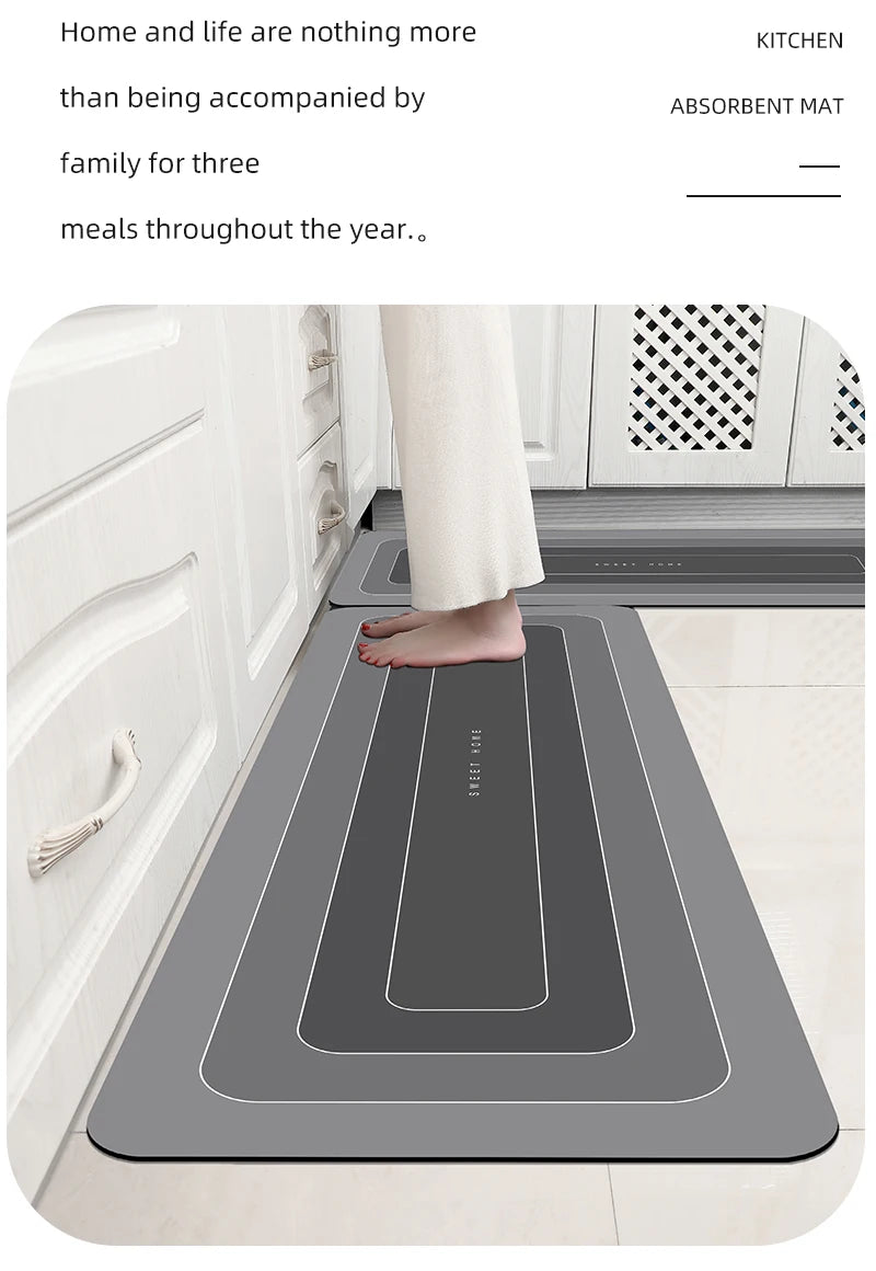 1PCS Kitchen Floor Mat Waterproof, Anti-skid, Anti-dirty Foot Mat Household Door Mat, Door Mat Carpet, Diatomite Door Mat