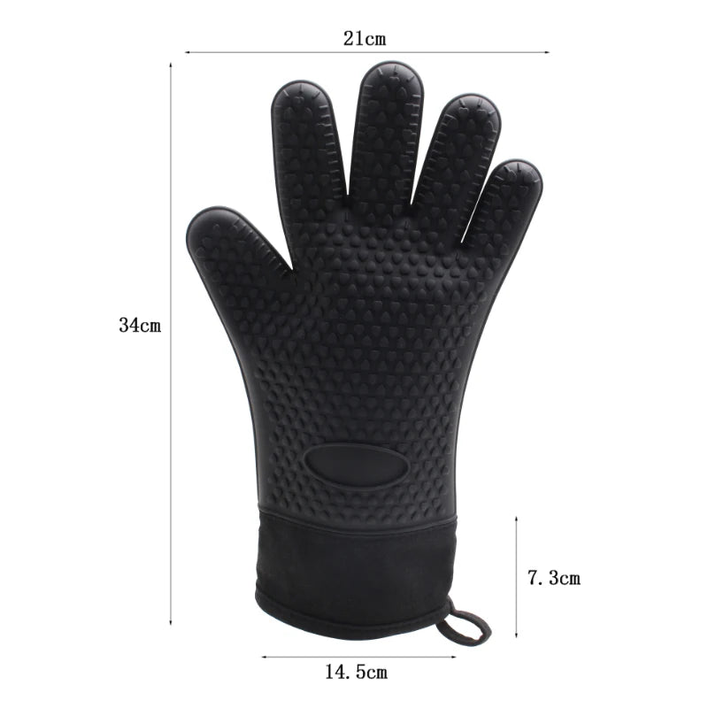Silicone Oven Gloves Heat Resistant Long Silicone Oven Mitts Nonslip Oven Gloves BBQ Gloves Kitchen Baking Tool Baking Mitts