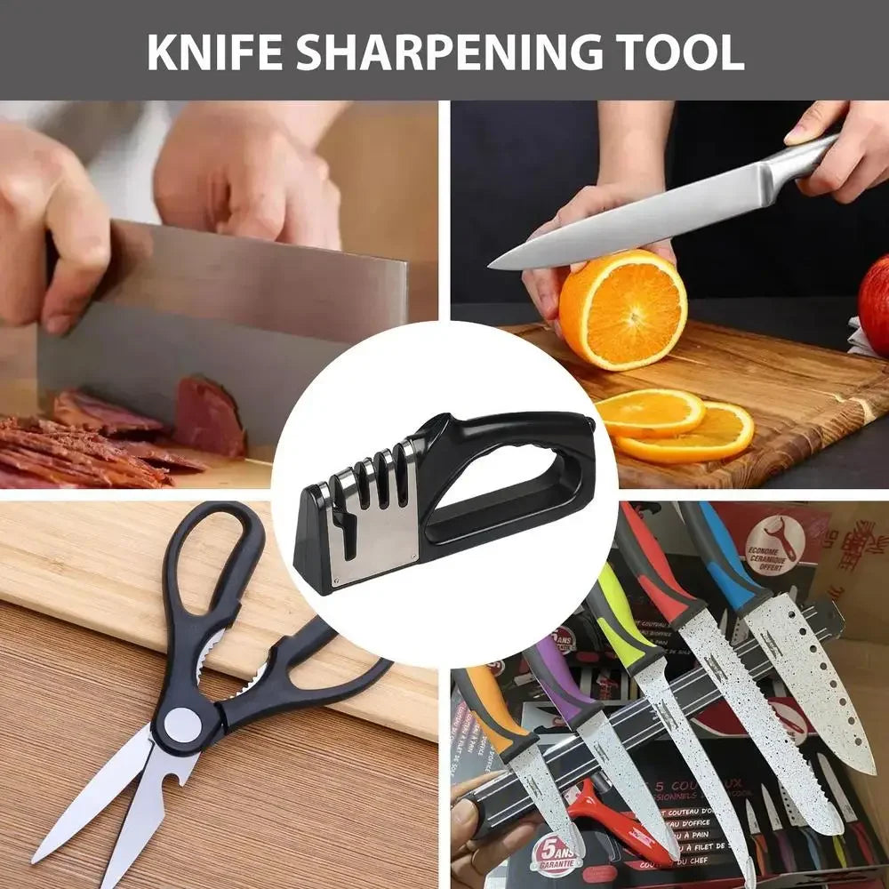 Kitchen 4 Segment Knife Sharpener Multifunctional Portable Non-slip Base Knife Sharpener Household Kitchen Gadgets Accessories